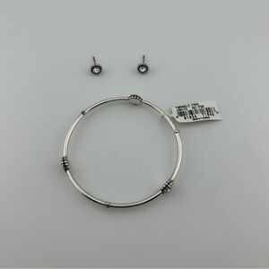 Brighton “Twinkle” Round Bangle Silver with 3 Round Clear Crystals and Earrings